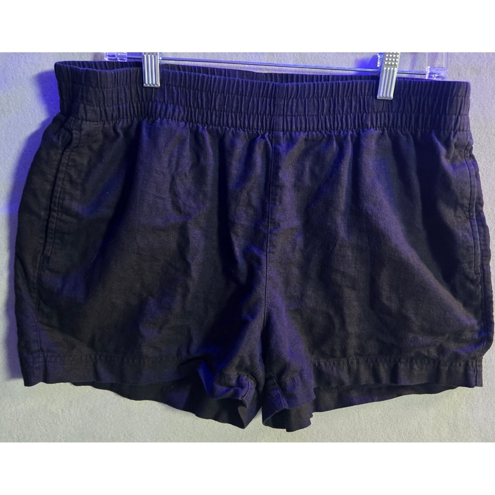 Old Navy Womens Black Linen Blend Comfort Waistband Shorts Size Large 3 Inseam